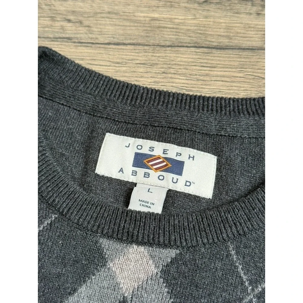 EUC Mens Joseph Abbound diamond Argyle grey cotton wool cashmere sweater size L